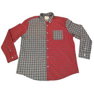 St Johns Bay Botton Down Shirt XXL Multicolor Mens Plaid Patchworks Color Blocks